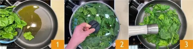 Pasta con crema di spinaci e guanciale croccante