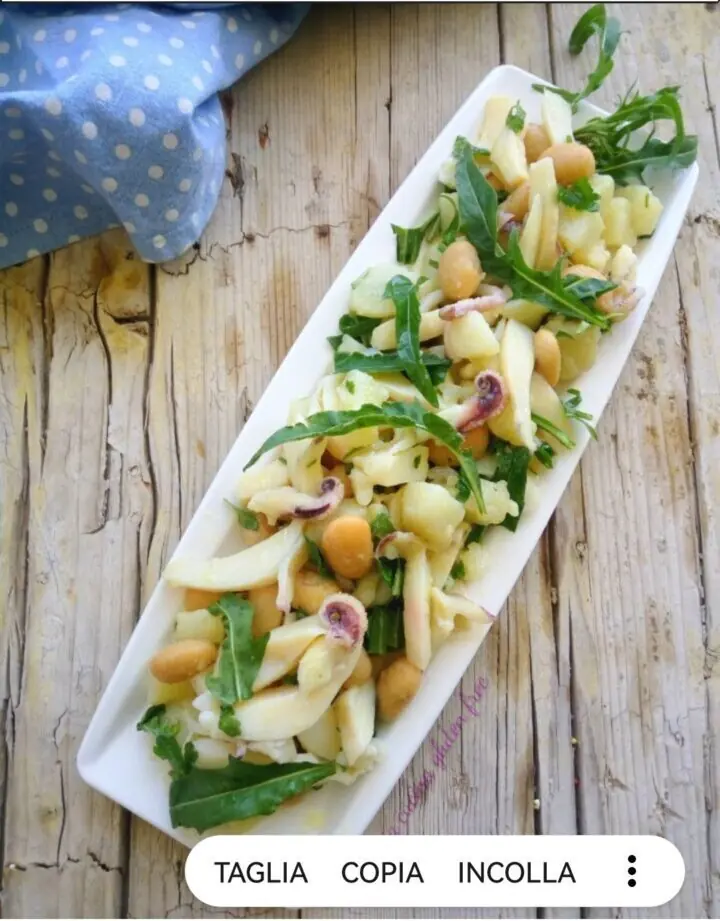 Seppie patate e fagioli all’insalata.