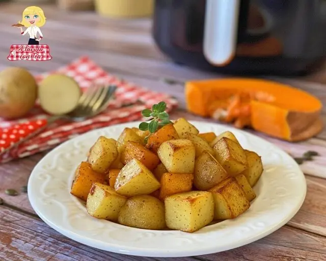 Zucca e patate in friggitrice ad aria